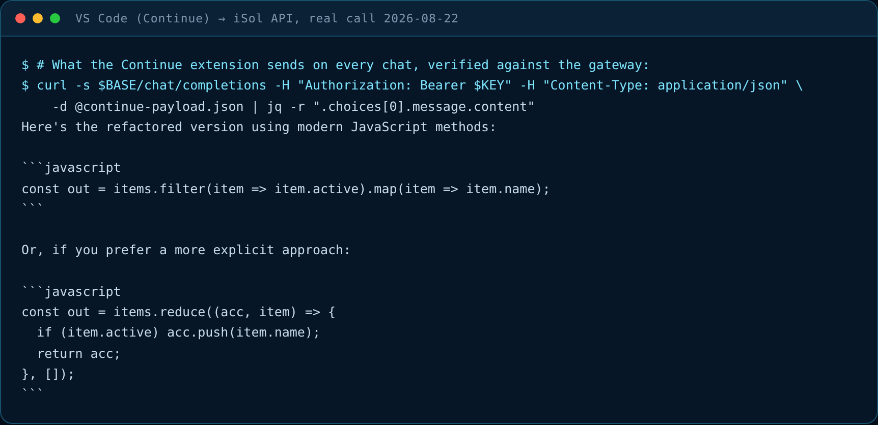 Real refactor answered through the iSol gateway