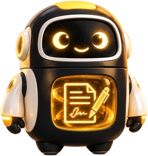 Robô iSol Expert com crachá de responsabilidade