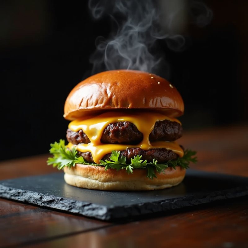 Fotografia gastronômica de hambúrguer, gerada pelo iSol Media